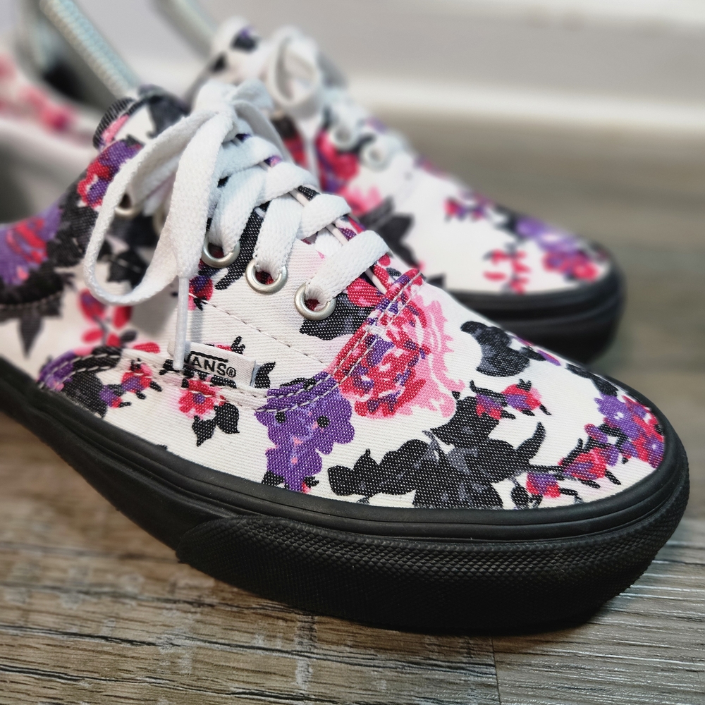 Vans Era Pink & Purple Florals With Black Soles - Picture 3 of 6
